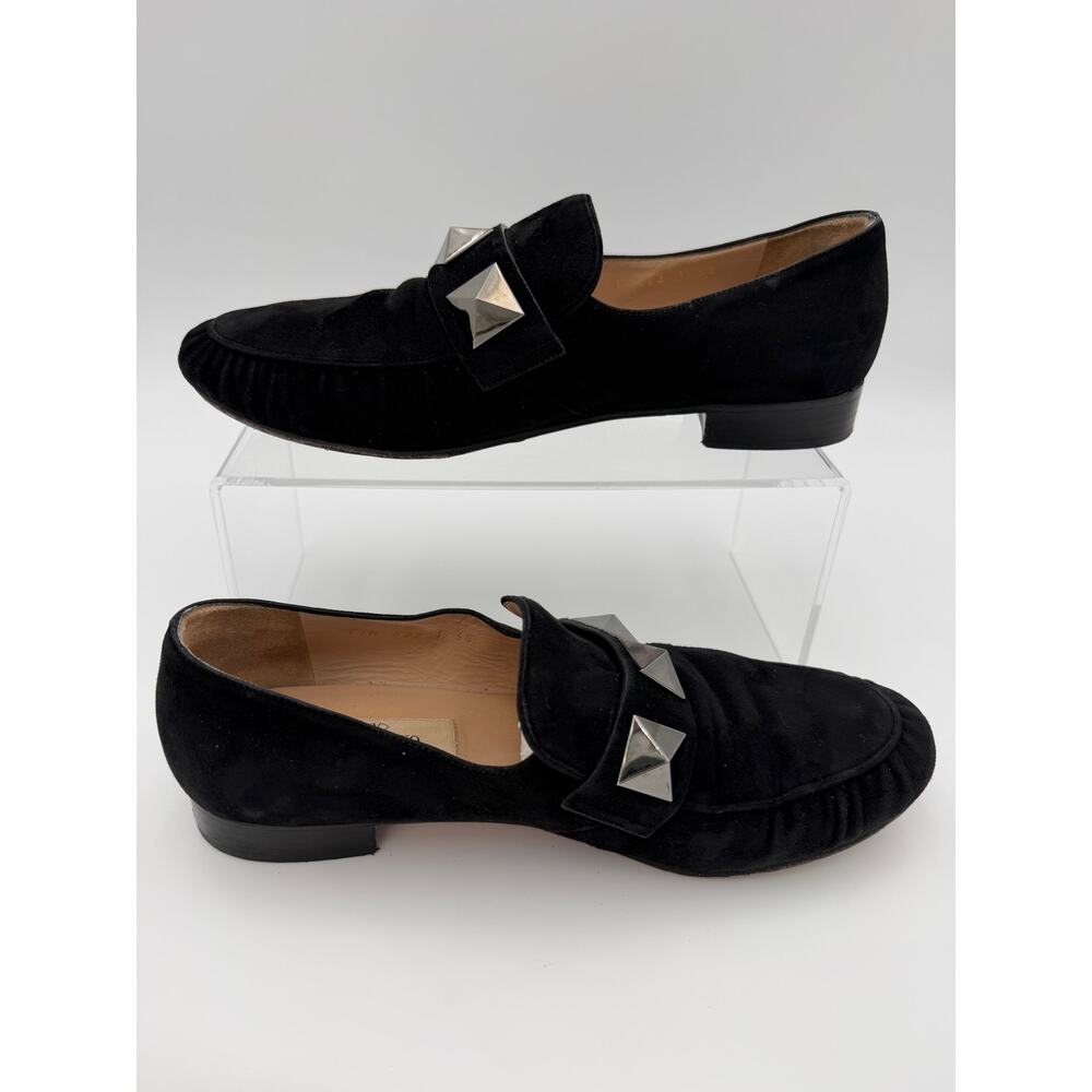 Valentino Rockstud Roman Stud Pleated Loafers Black Suede Size 38 / 8 - Picture 13 of 13